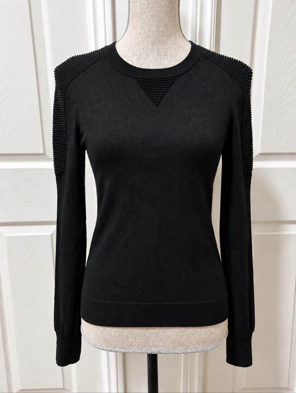 Rag & Bone Black Merino Wool Moto Ribbed Sweater XS